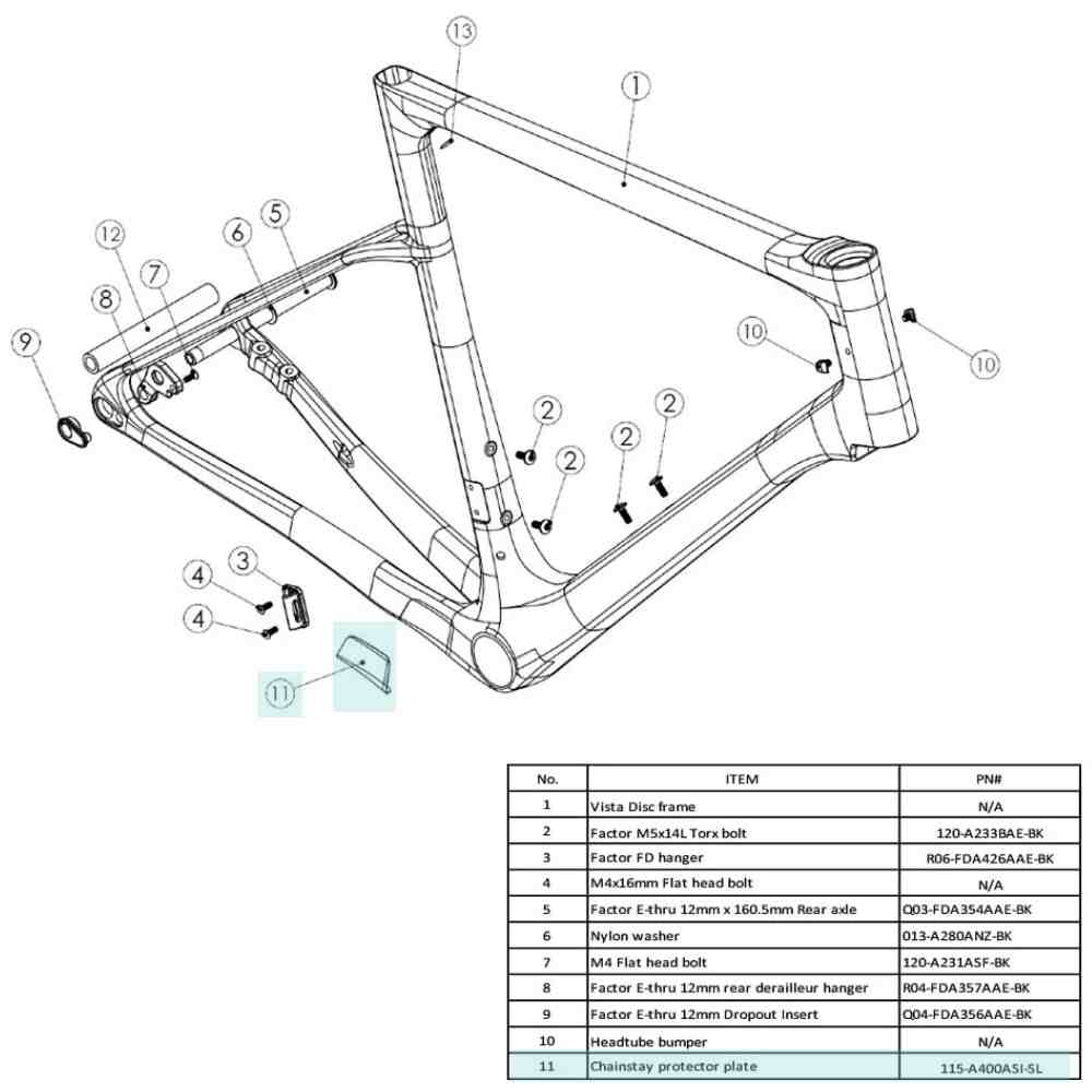 FACTOR(ファクター)VISTA(ビスタ)Chainstay Protector Plate(チェーンステープロテクタープレート)(#115-A400ASI-SL)