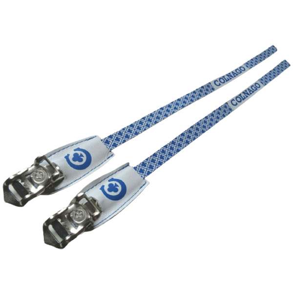 COLNAGO(コルナゴ)Vintage Italian Leather Pedal Toe Straps(ビンテージ イタリアンレザーペダルトゥストラップ)(ホワイト/ブルー)