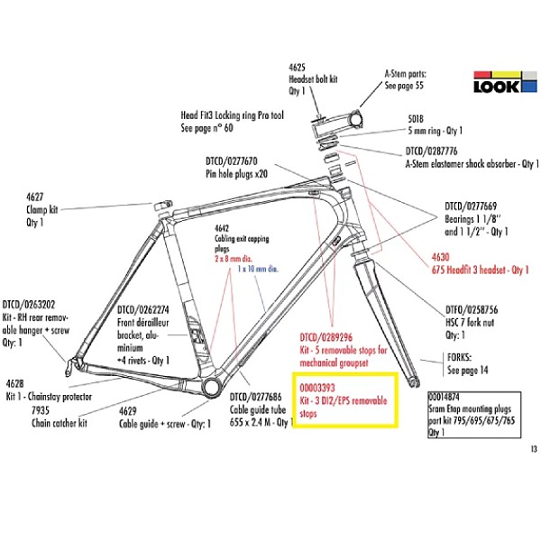 LOOK(ルック)Di2/EPS Removable Stops kit(#00003393/675/695/765)